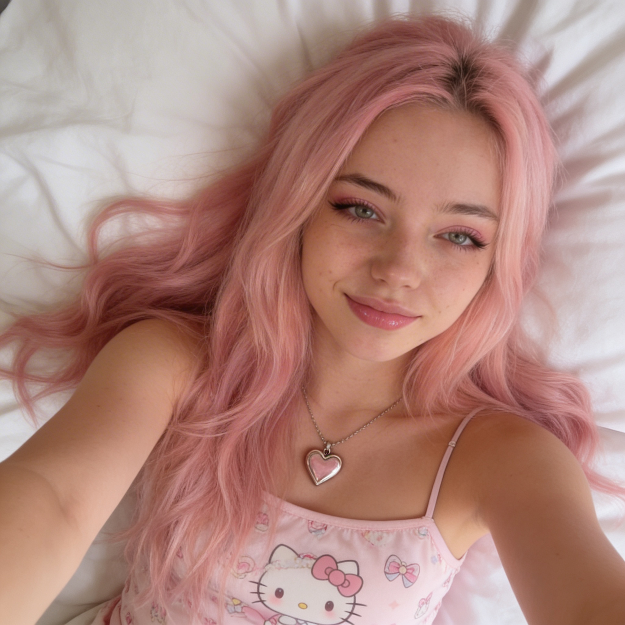 Riley bed selfie