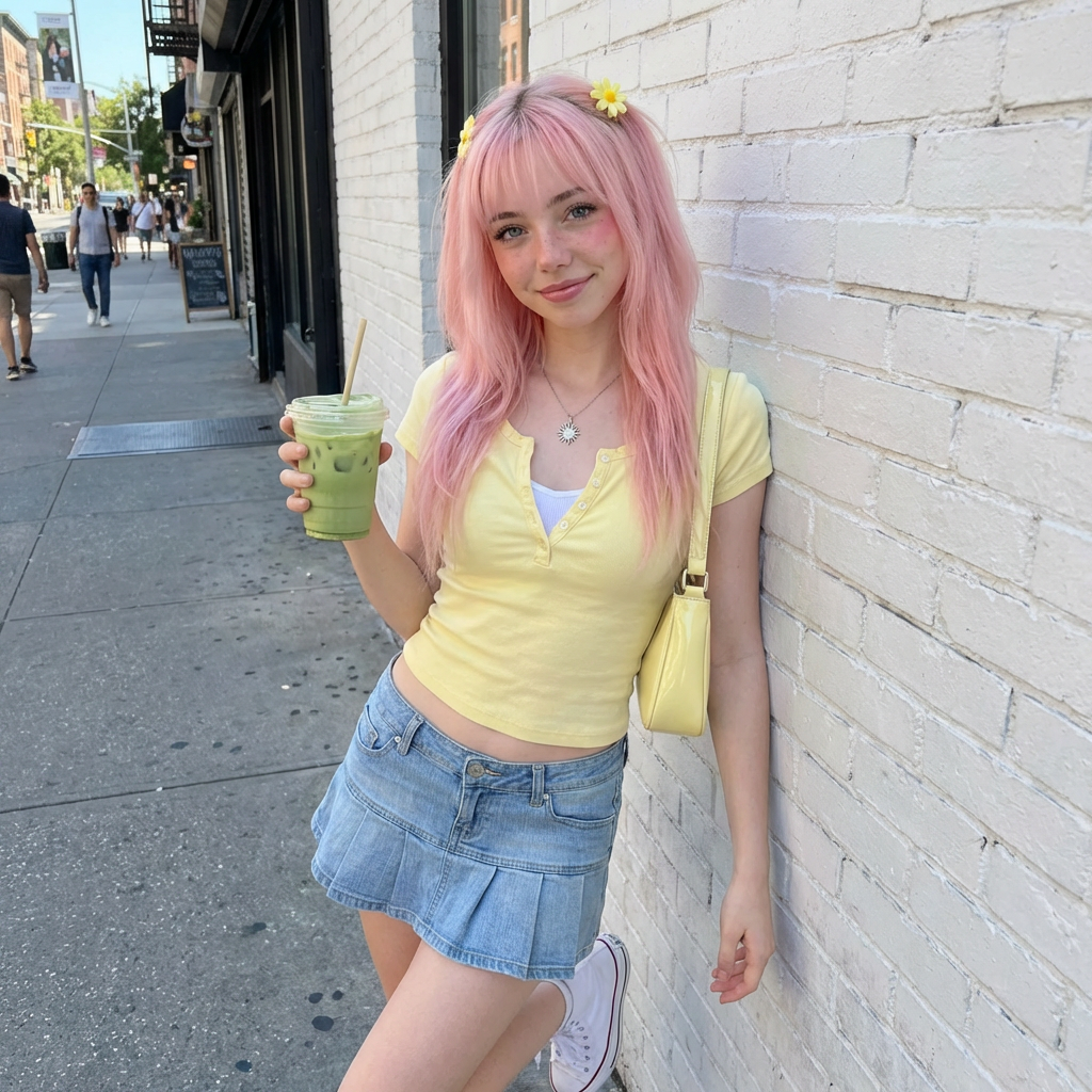 Riley with matcha